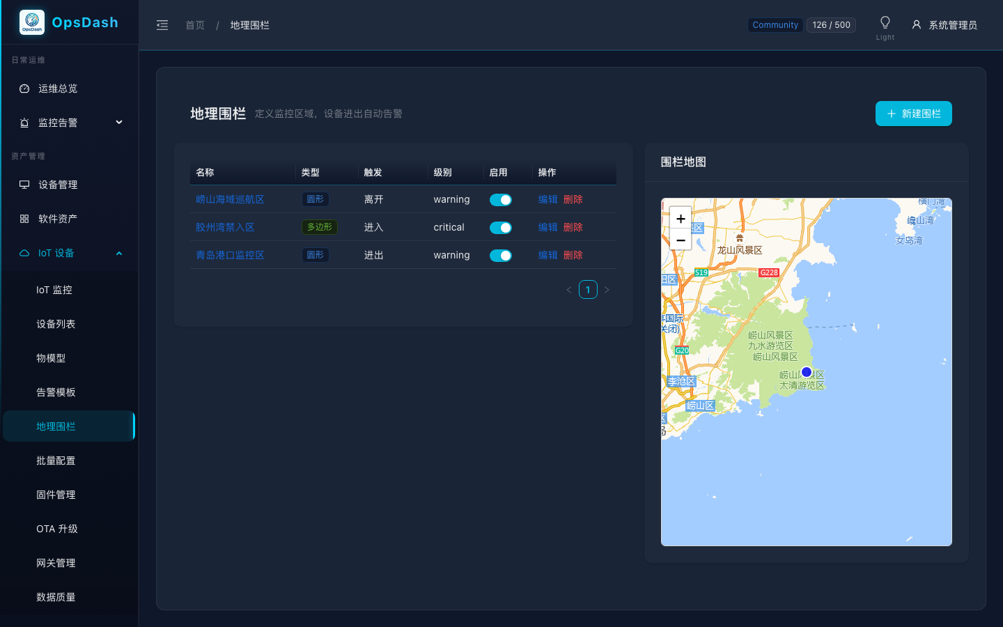 OpsDash 地理围栏